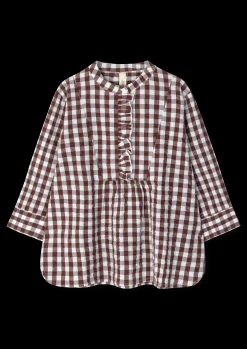 JUNA Bæk&Bølge Irene shirt XS chokolade/hvid | Køb her