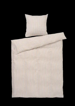 JUNA Bæk&Bølge Lines Sengetøj 150x210cm sand/hvid - Køb her
