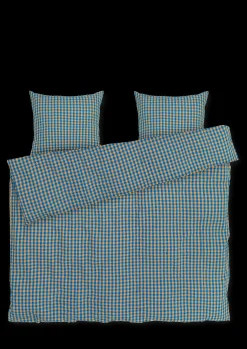 JUNA Bæk&Bølge Sengetøj 200x220 cm blå/okker DK | Køb her