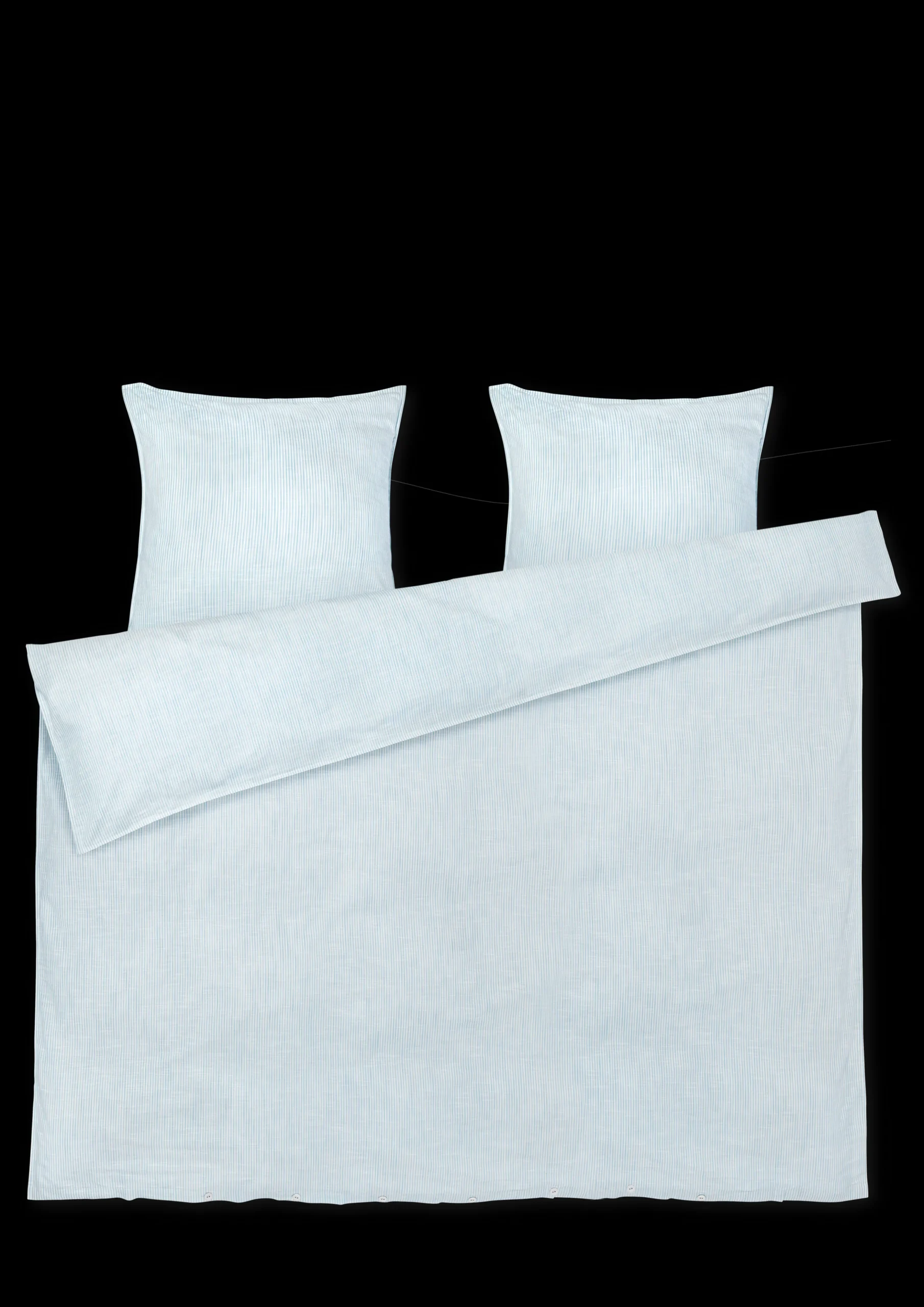 JUNA Monochrome Lines Sengetøj 200x220 cm lys blå/hvid