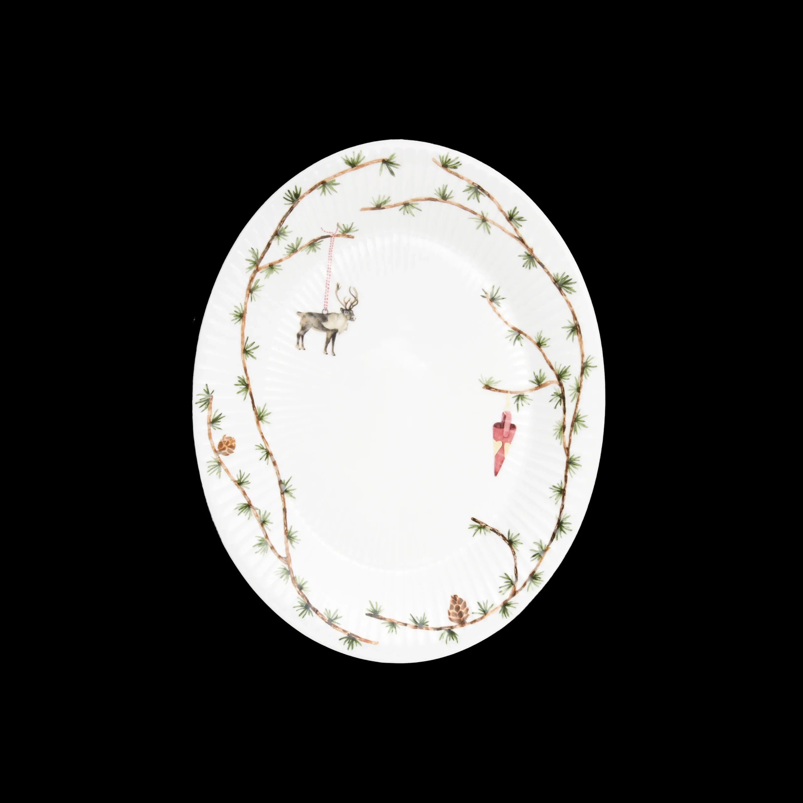 Kähler Hammershøi Christmas Ovalt bordfad hvid m. deko