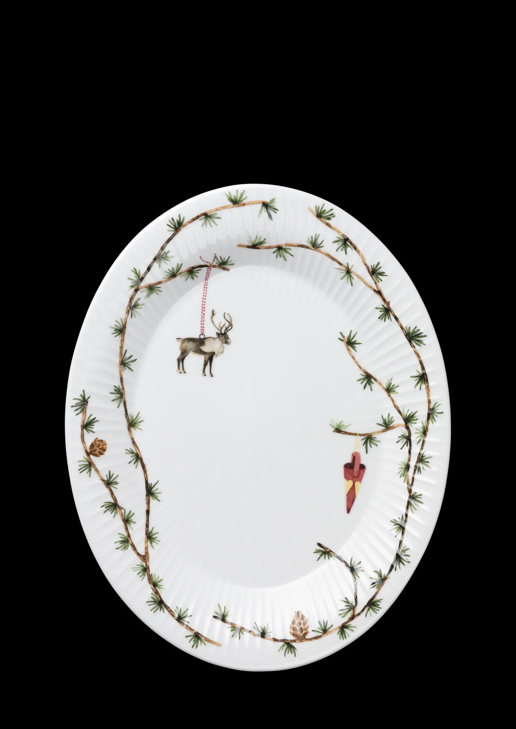 Kähler Hammershøi Christmas Ovalt bordfad hvid m. deko
