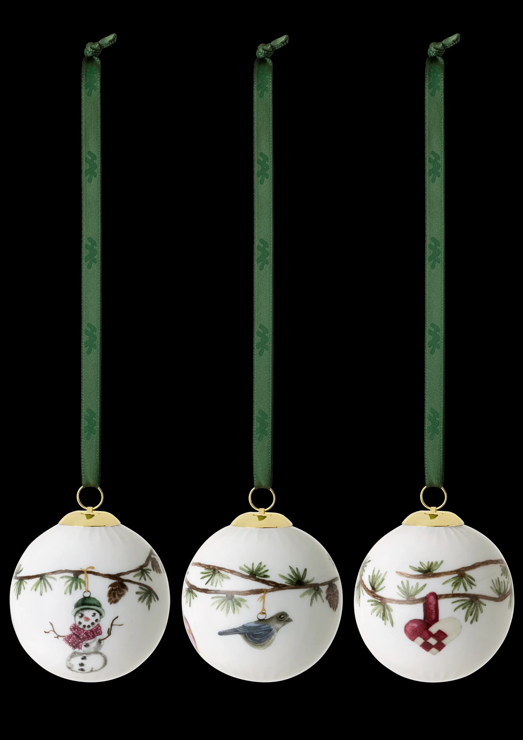 Kähler Hammershøi Christmas Kugle hvid m. deko 3 stk