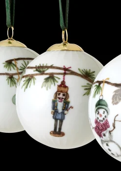 Kähler Hammershøi Christmas Kugle hvid m. deko 3 stk
