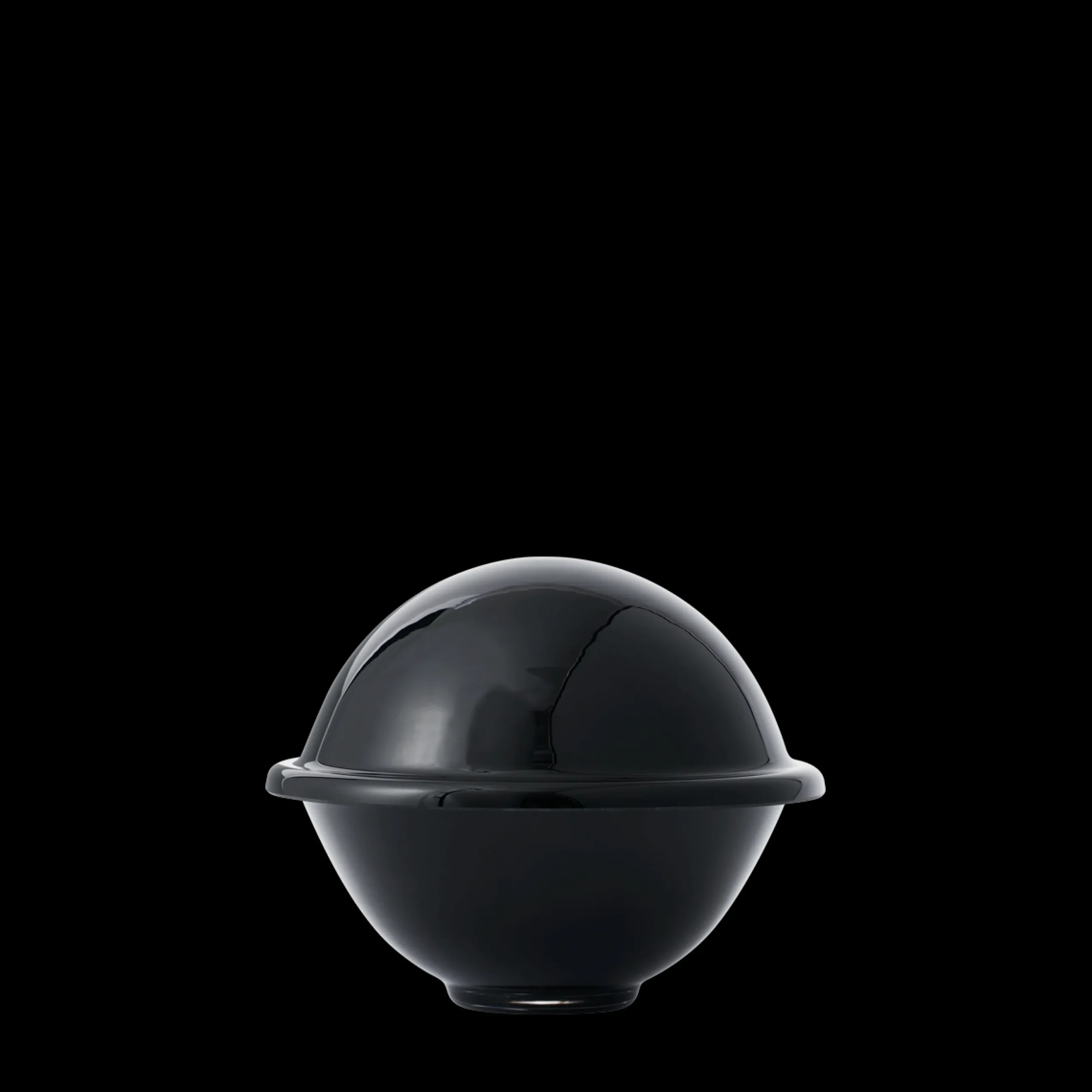 Lyngby Porcelæn Chapeau Bonbonniere sort mundblæst glas