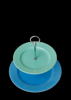 Lyngby Porcelæn Rhombe Color Etagere Ø27 blå/grøn | Køb her