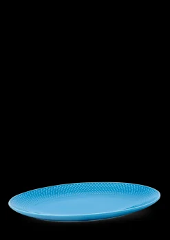 Lyngby Porcelæn Rhombe Color Ovalt serveringsfad blå