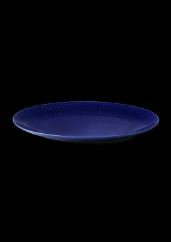 Lyngby Porcelæn Rhombe Color Ovalt serveringsfad mørk blå