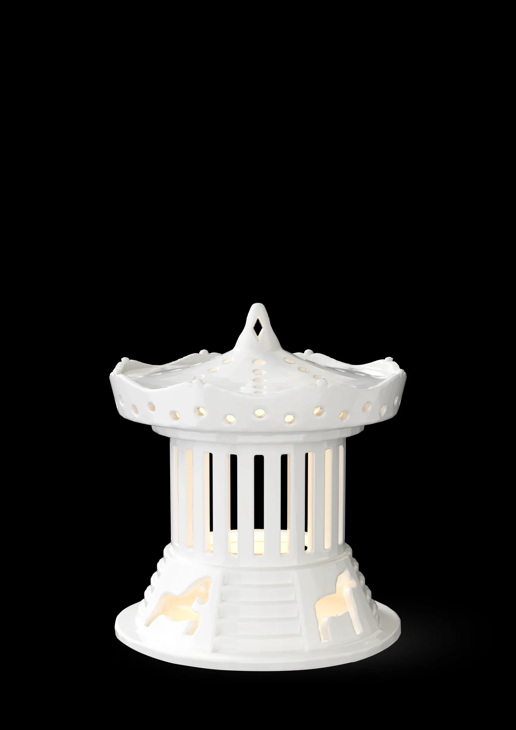 Urbania Tivoli Lyshus Karrusel – Hvidt Keramik, Ø12 cm